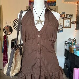 Brown Halter Neck Women's Top